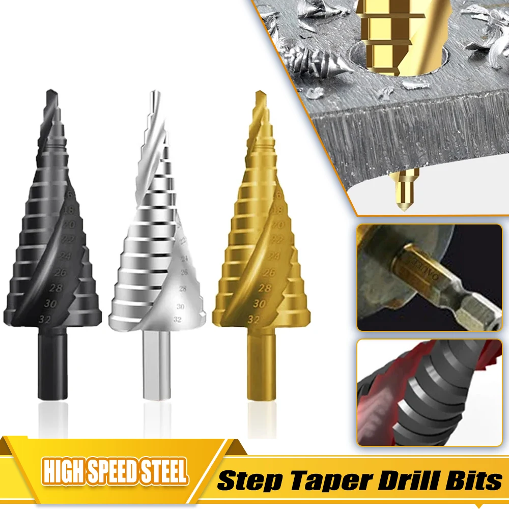 HSS Titanium Step Drill Bit High Speed Stepped Drill Conical Stage Drill For Metal Wood Hole Cutter Core Drilling Tools 4-32mm