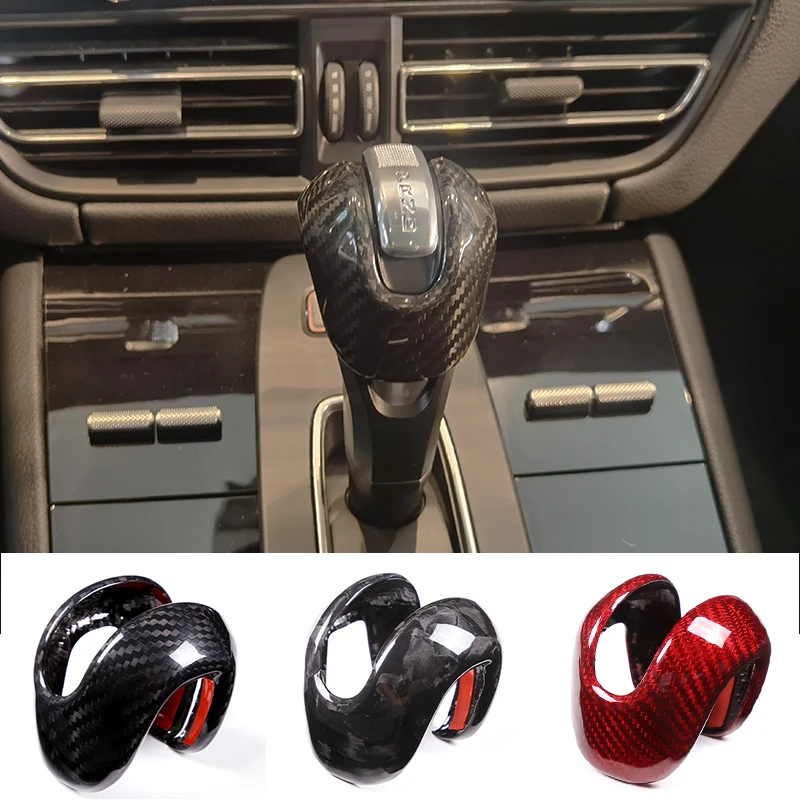 

Real Carbon Fiber Car Gear Shift Knob Head Cover Trim Fit For Porsche Macan 2022-2023 Automotive Interior Accessories