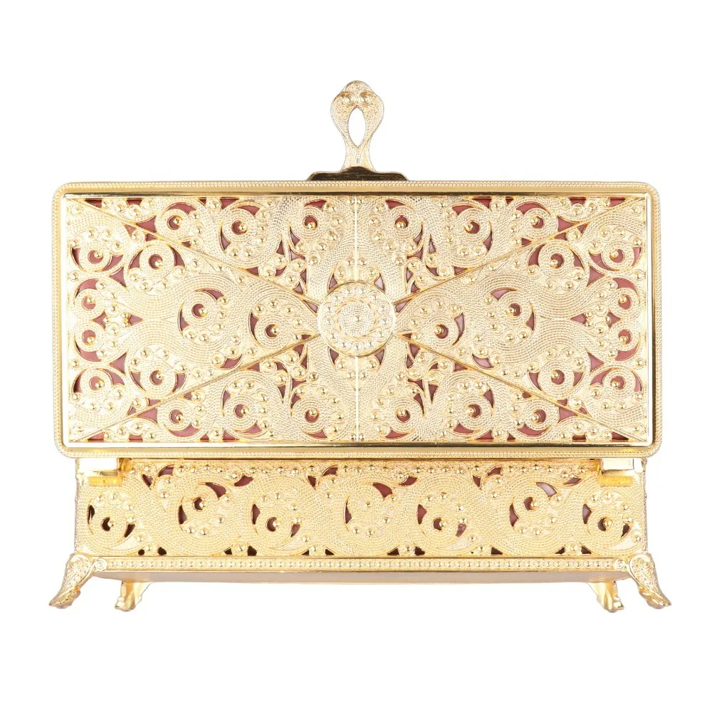 Soft Velvet Lining Metal Jewelry Box Silver Gold Trinket Storage Box Rectangle Treasure Chest Organizer Earrings Rings Storage
