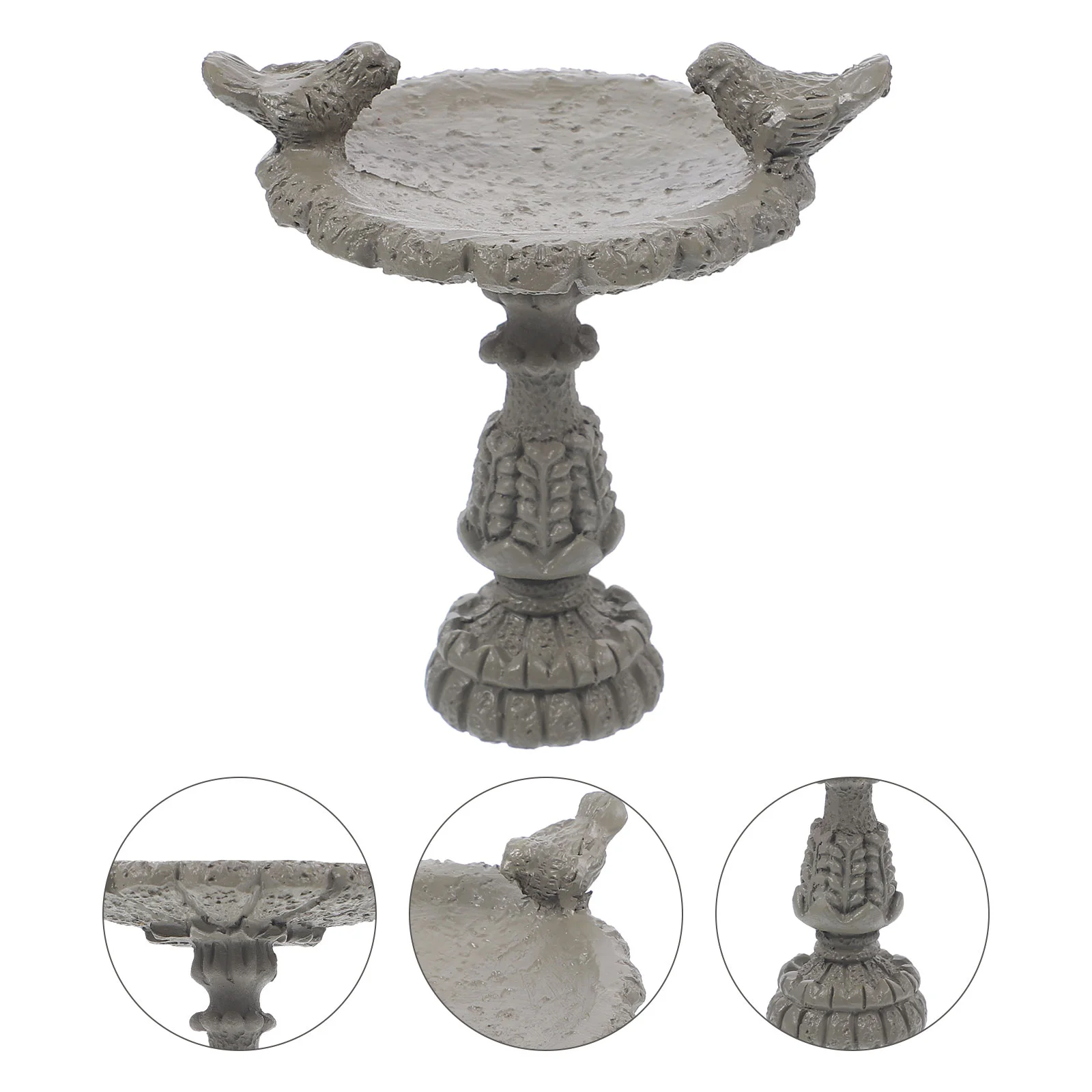 Dollhouse Grey Stone Bird Bath Pool Simulation Decor Accessories Micro Landscape Fountain