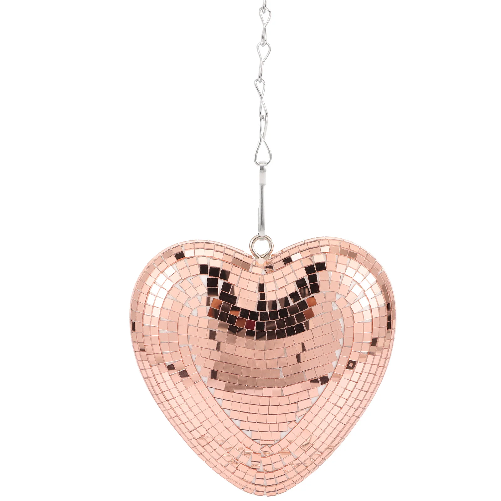 Disco Heart Glass Decoration Party (Rose Gold) Decorative Mirror Ball The Chain Shaped