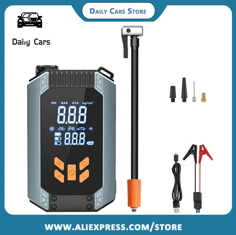 

4 In 1 Portable Car Jump Starter & Air Pump Air Compressor Power Bank Booster Car Starter Device Auto Tyre Inflator