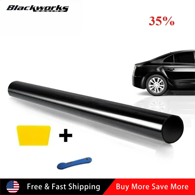 

Universal 300*50cm Uncut PET Roll Window Tint Film 35% VLT 20" X 10ft Feet Car Home Office Glass Black