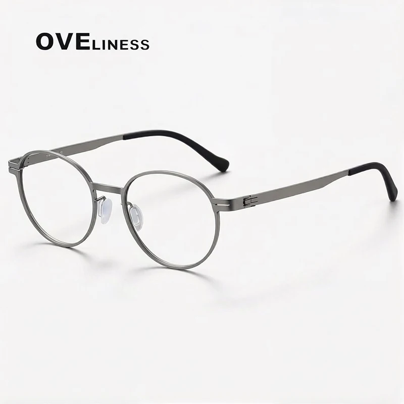 

Винтажные роскошные брендовые очки из чистого титана, оправа для очков для женщин и мужчин, круглая оправа для очков, ретро-очки, безвинтовые очки