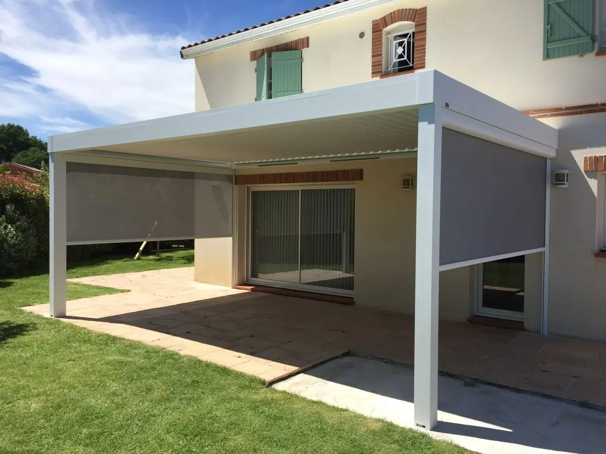Retractable Aluminum Pergola Adjustable Louvered Roof Waterproof Garden Motorized Pergola Home Freestanding Outdoor Gazebo