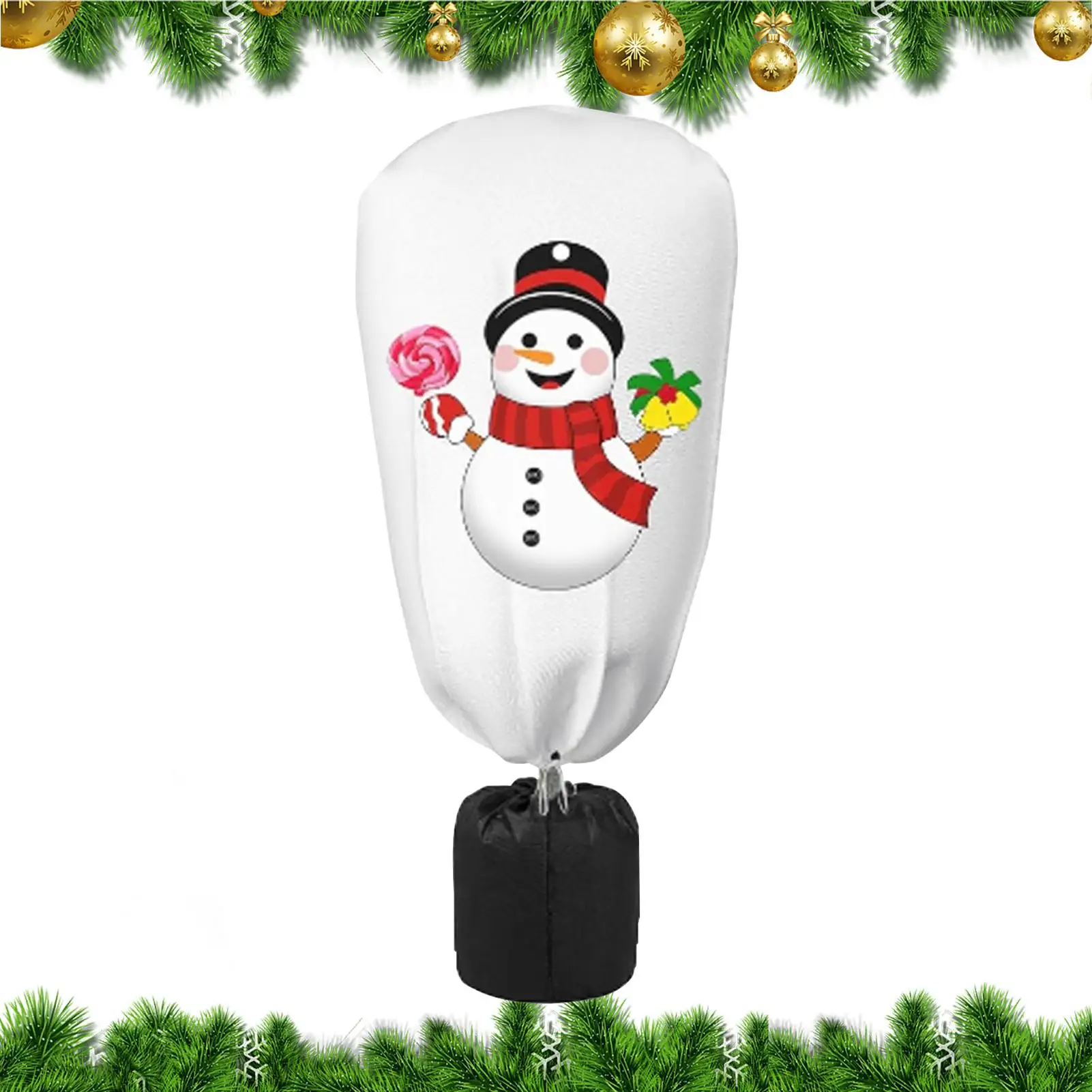 

Plant Frost Protection Covers Christmas Prints Winter Plant Protector With Zipper Drawstring Buckle Breathable Non-woven Fabric