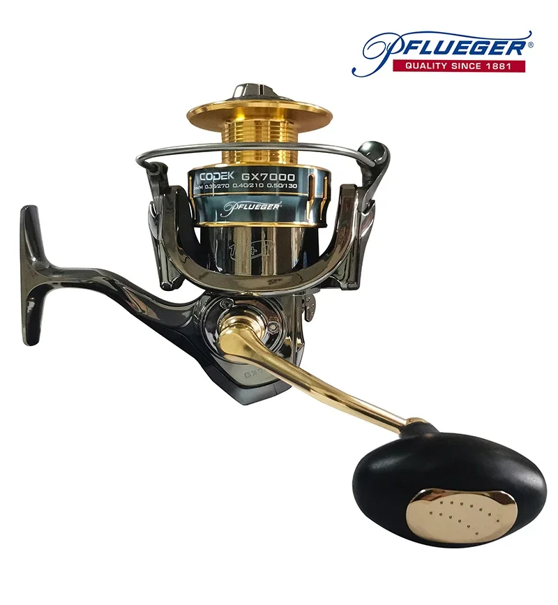 Pflueger Vollmetall-Spinnrolle mit Maximaler Bremskraft von 25kg, Aluminium-Salzwasser-Spinnrolle – Detail 6
