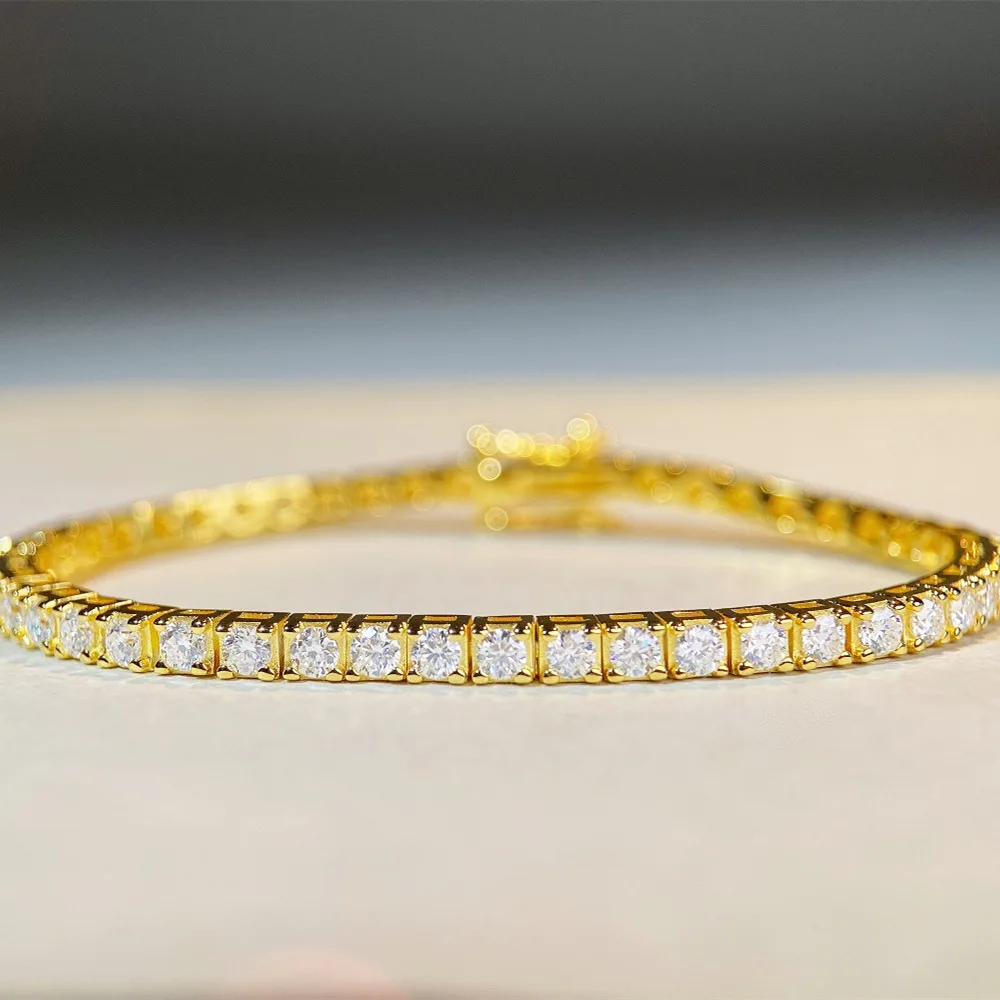 Zylax Jewelry Luxury 18K white gold solid platinum PT950 Men Women 2.5MM 3MM 4MM 5MM Diamond Tennis Bracelet
