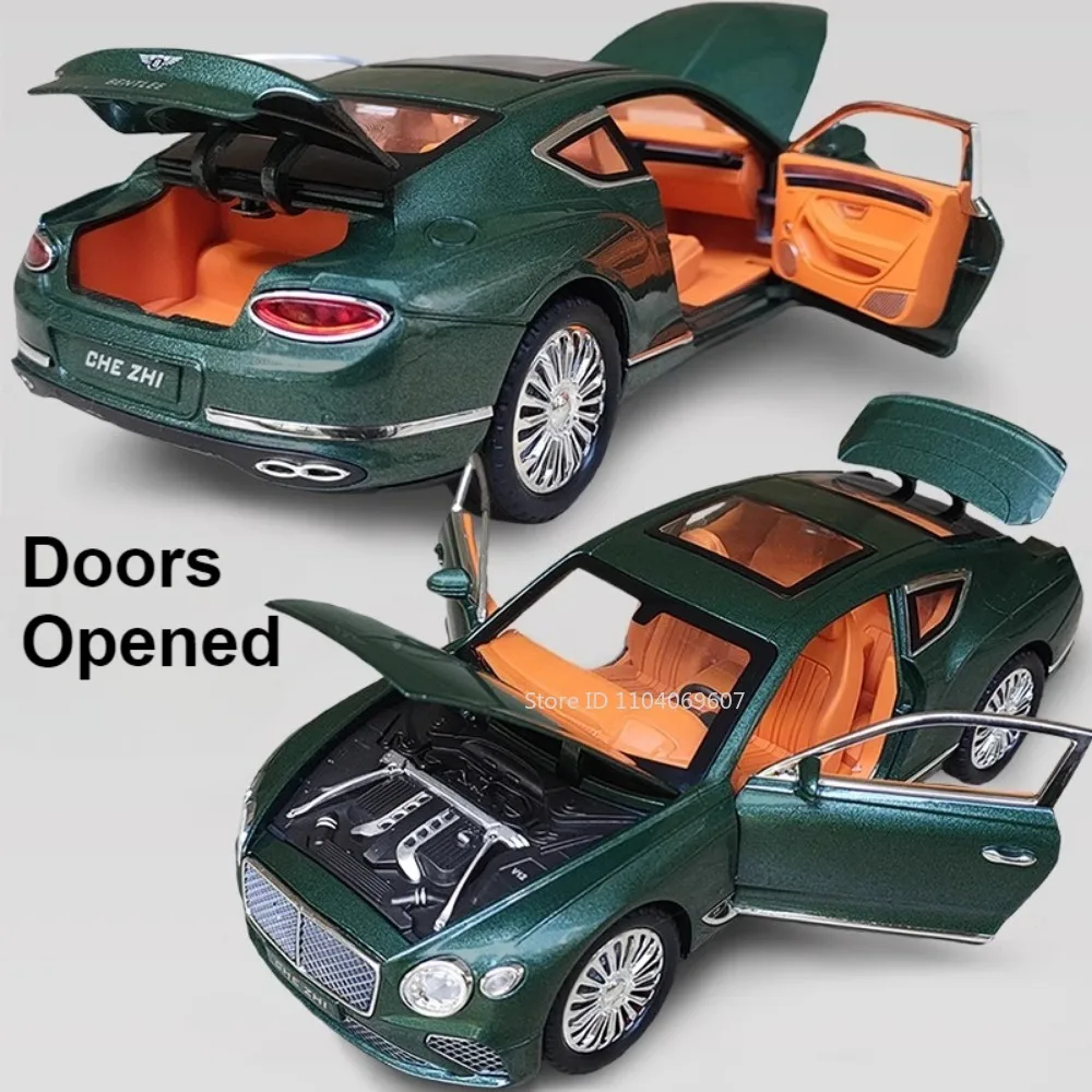1:24 Scale Continental GT Alloy Car Model Toy Pull Back Diecast Metal Sports Cars Models Simulation Sound Light Collection Gifts