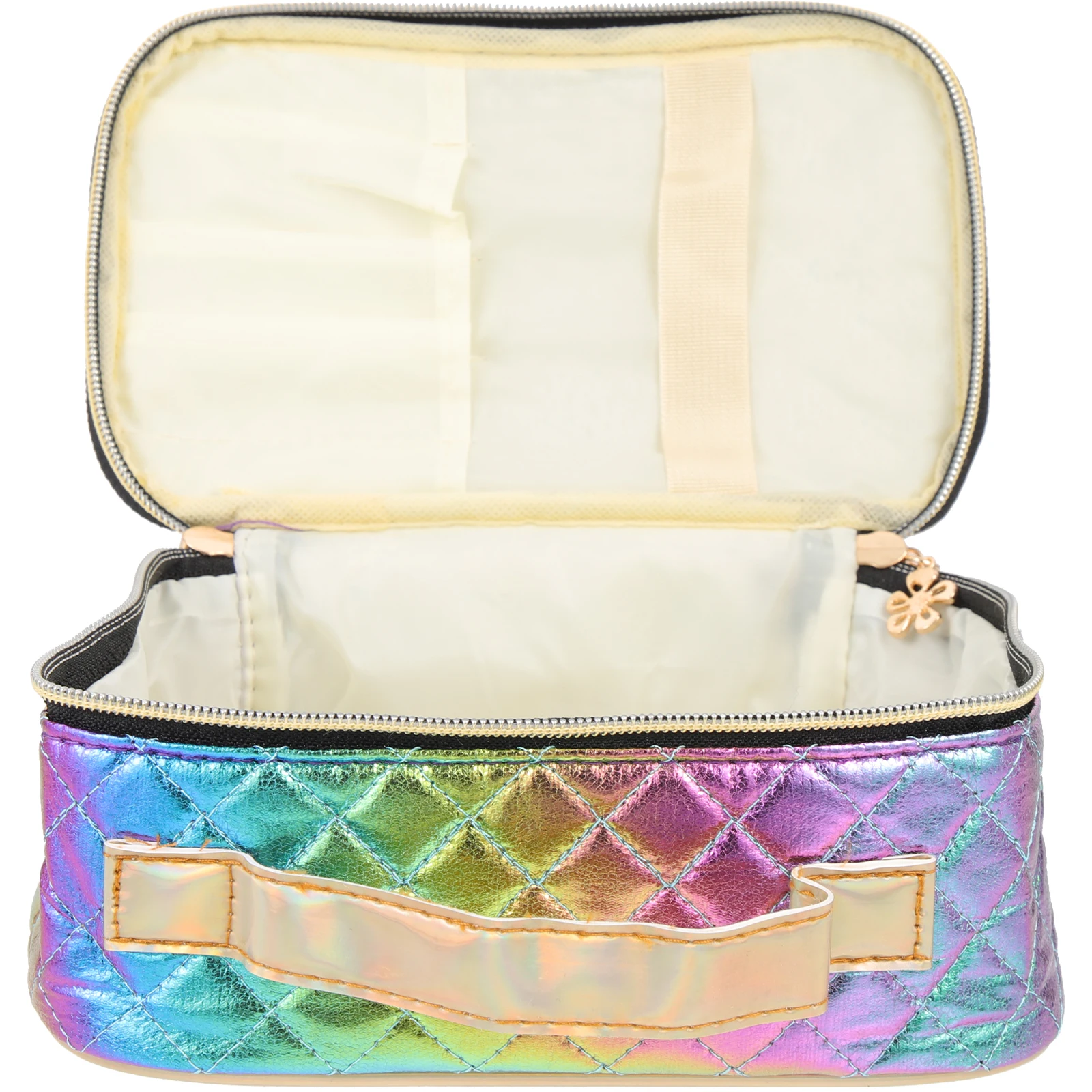 

Waterproof Storage Bag Toiletry Organizer Shaving Kit Handbag Neat Tidy Rhombus Pattern Double Zipper Pu Water-resistant Travel