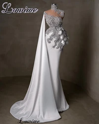 Middle East White Evening Dresses Mermaid One Shoulder Beaded Celebrity Dresses Coutures Gowns Robes De Soirée Ceremony Dresses