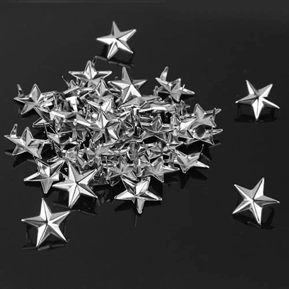 Silver 100 pcs Quality Releasable for Hat,Bag,Clothes Spikes Spots Nailhead Sewing Decor Star Rivets Garment Supplies DIY Studs