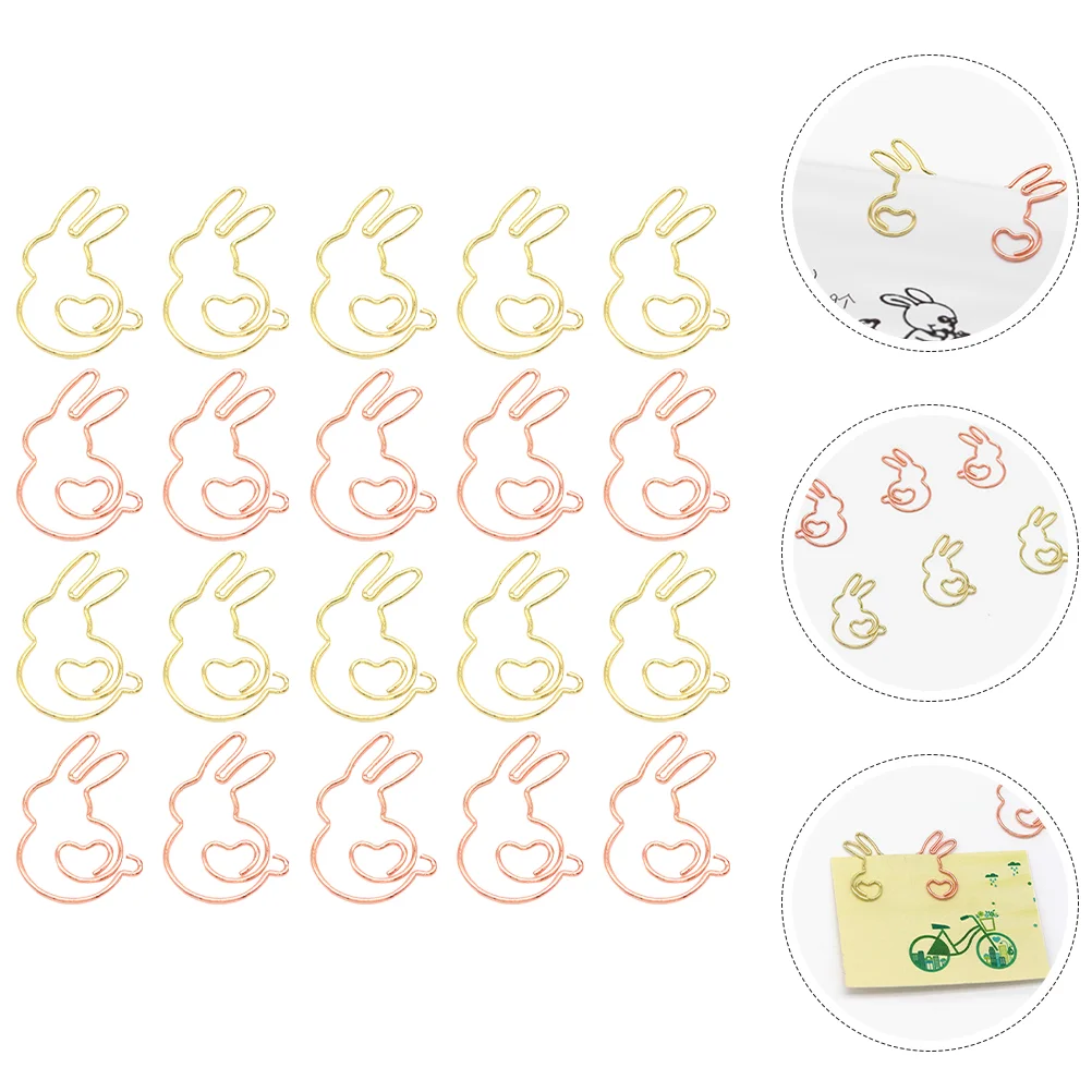 20Pcs Paperclip Cartoon Marking Clip Student Paper Clip Paper Clamp for Office Supplies bunny paperclip