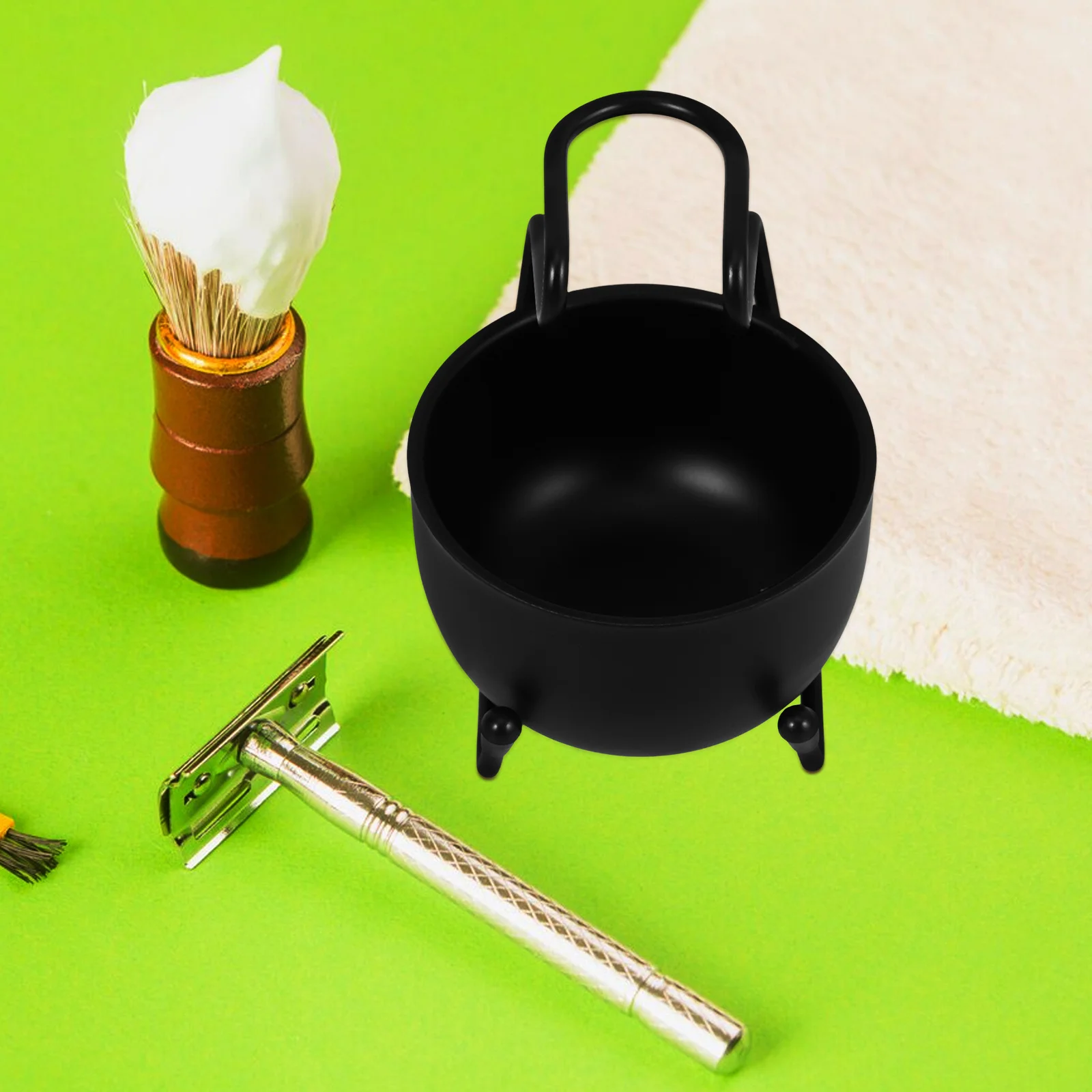 

1 set Stainless Steel Bowl Stand Set Shaving Brush Holder Non-Slip Base For Razor Beard Brush Storage Bathroom Decor Shaving