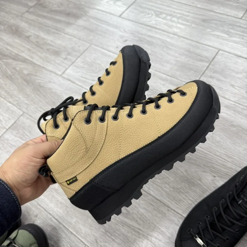 Outdoor Non-slip Wear-resistant Walking Shoes Men\'s Leather Mid-top Sports Shoes Lightweight Comfortable Mountaineering Shoes