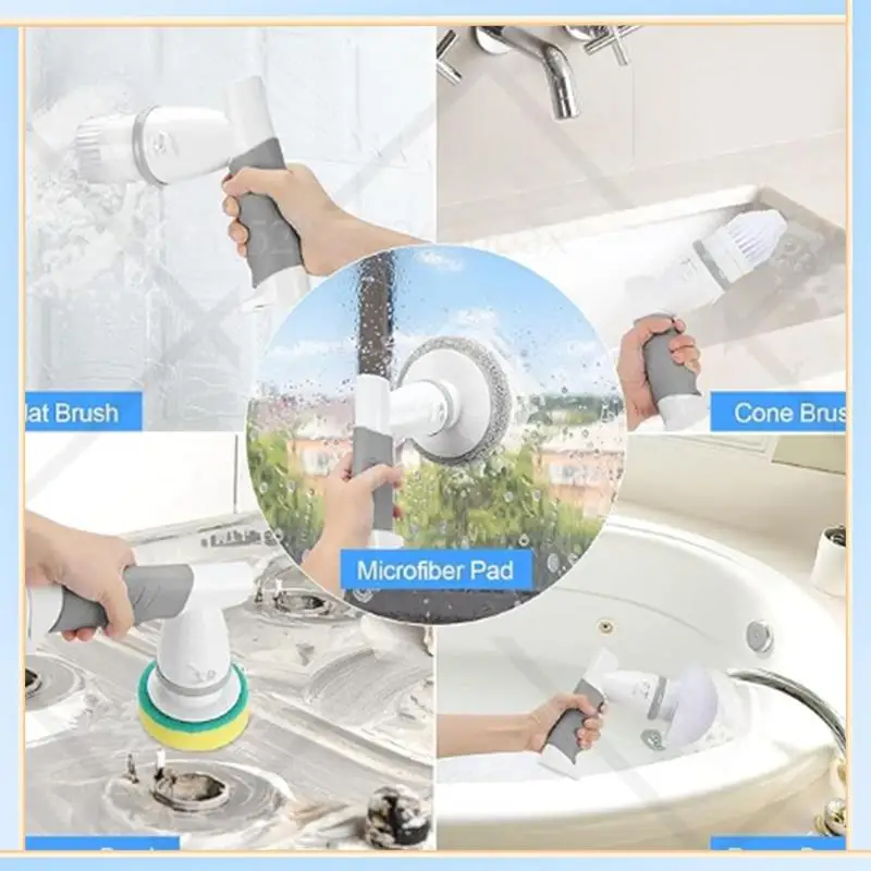 -SPOR Cordless Electric Cleaning Brush With 5 Replaceable Brushes–Waterproof Portable Bathroom Cleaner