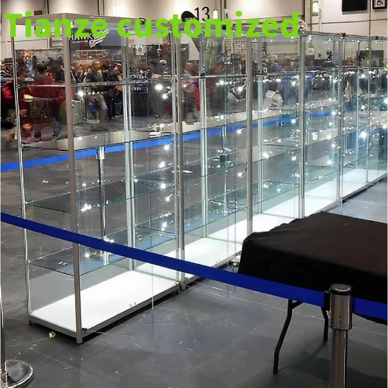 (Customized) 6ft High LED Glass Showcase Aluminum Frame Display