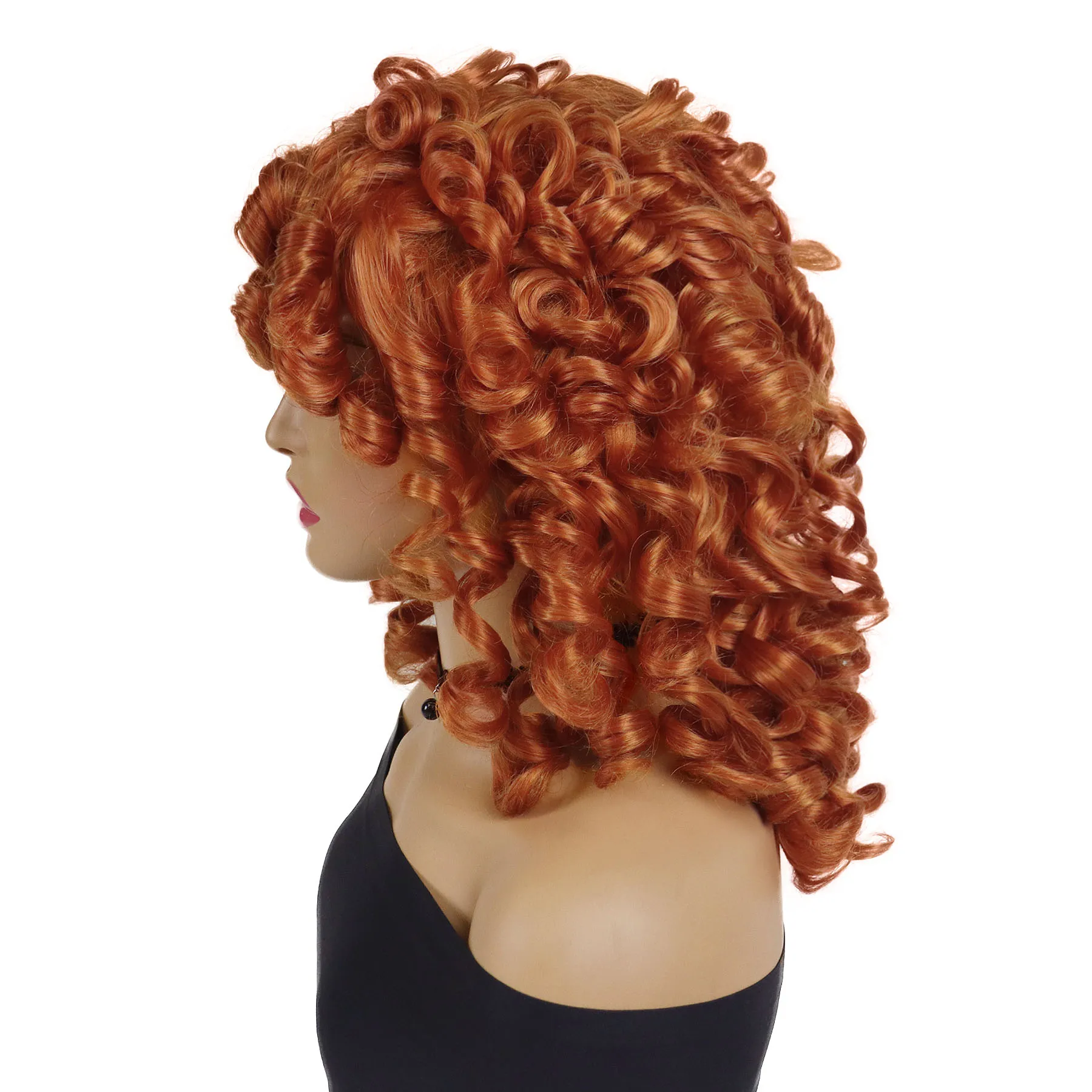 Synthetic Orange Curly Wig Short Afro Kinky Hair Ginger Wigs with Bangs Fluffy African American Wig Clearance Sale Cheap Wigs