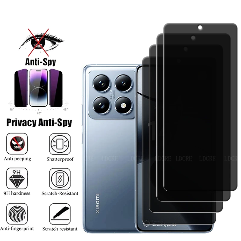 

4Pcs For Xiaomi 14T Pro Glass Xiaomi 14T Screen Protector Cover Protective 9H HD Anti-Spy Privacy Tempered Glass Xiaomi 14T Pro