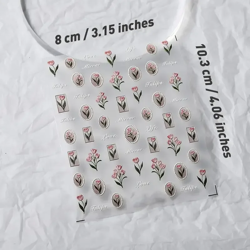 Autocollants pour ongles en forme de fleur de tulipe 5D, 1 pièce, autocollants auto-adhésifs en relief de haute qualité pour filles, décoration d'été