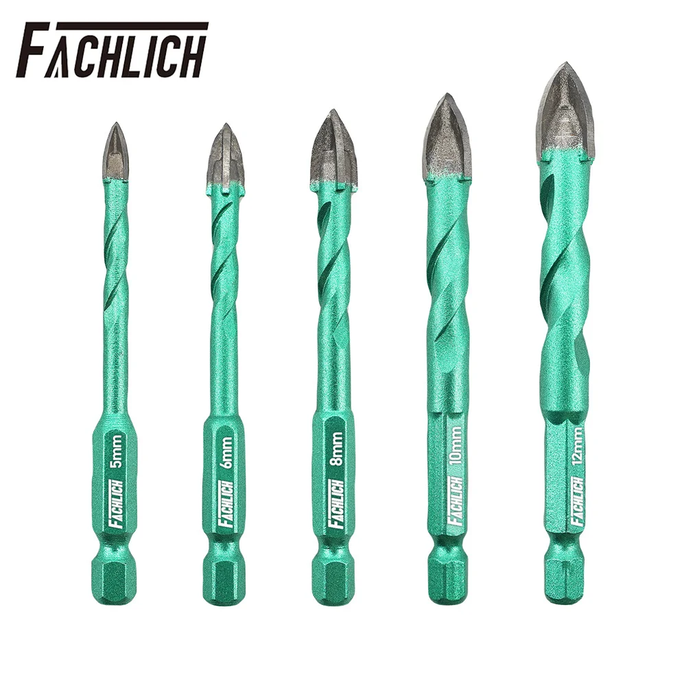 

FACHLICH 5pcs Cross Drill Bits Set Drilling Wood PVC Hole Opener Positioning Hex Shank Quick Release Hole Saw 5/6/8/10/12mm