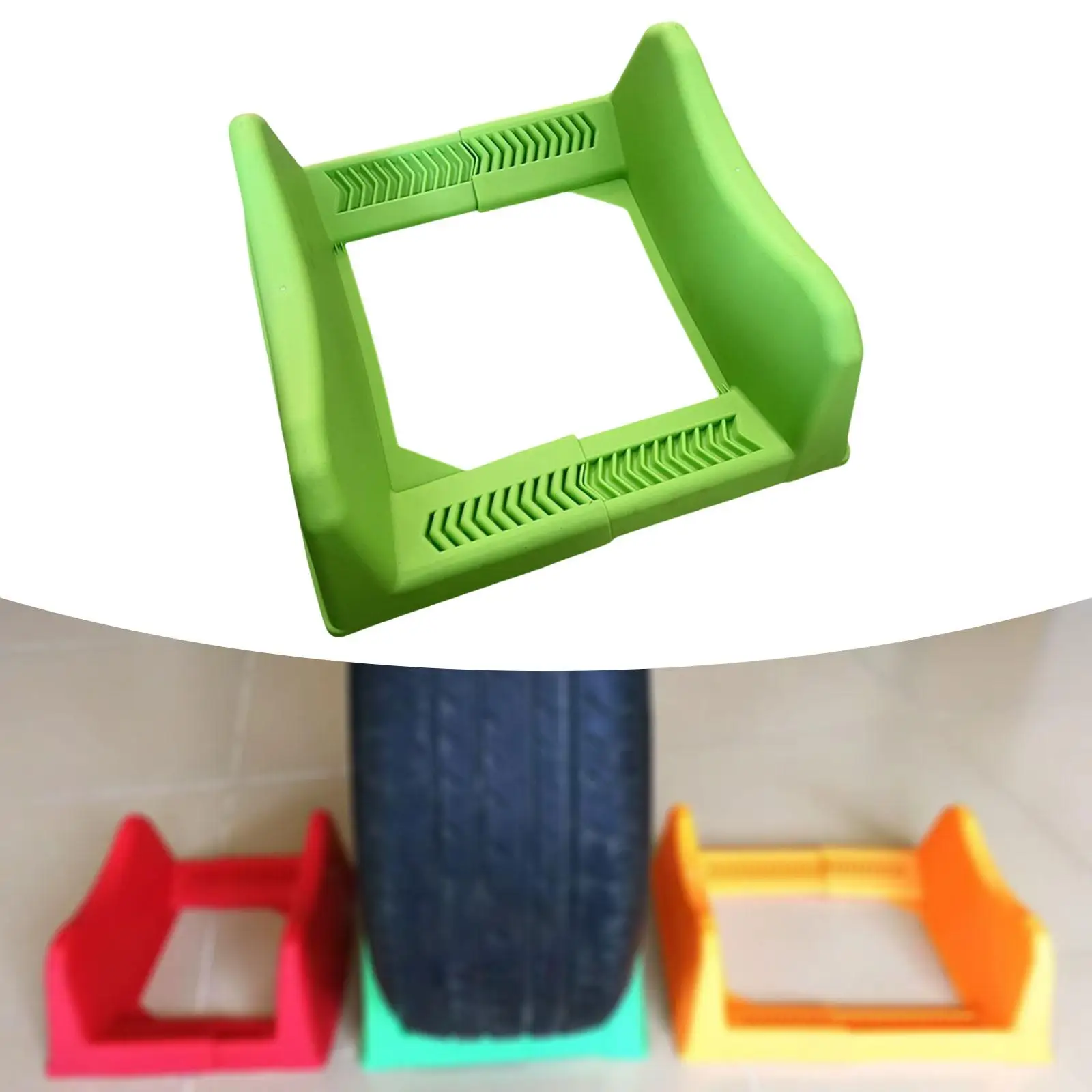 

Sturdy Plastic Car Tire Display Stand Adjustable Width Holder Exhibition Shelf for Garage Trade Show