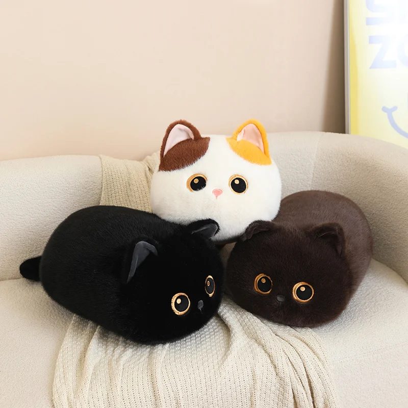 50cm Kawaii Fatty Cat Peluche Toy Lovely Big Eyes Kitten Dolls Stuffed Siamese Cat Ragdoll Cat Pillow Adorable Birthday Gifts