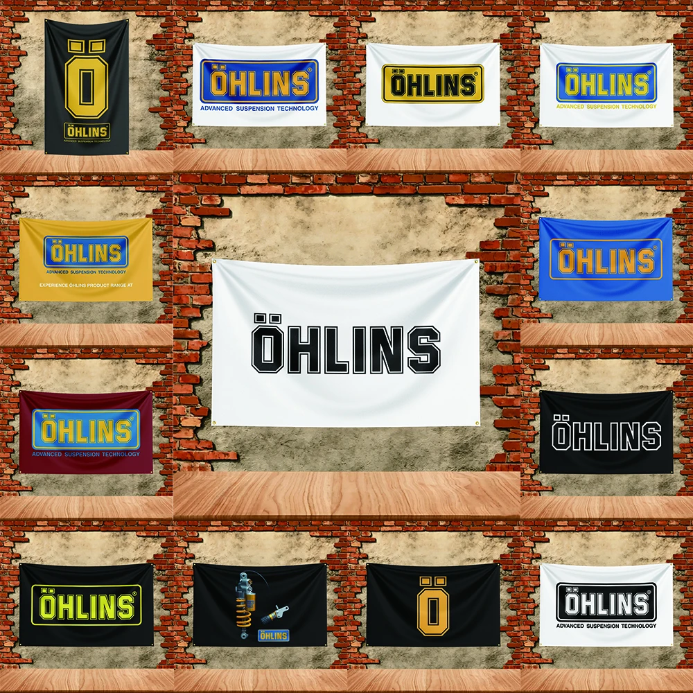 Car Parts Flag  for Ohlins Fans Banner Custom  Image Garage Bedroom Living Room Dorm Wall Hanging Decor Tapestry