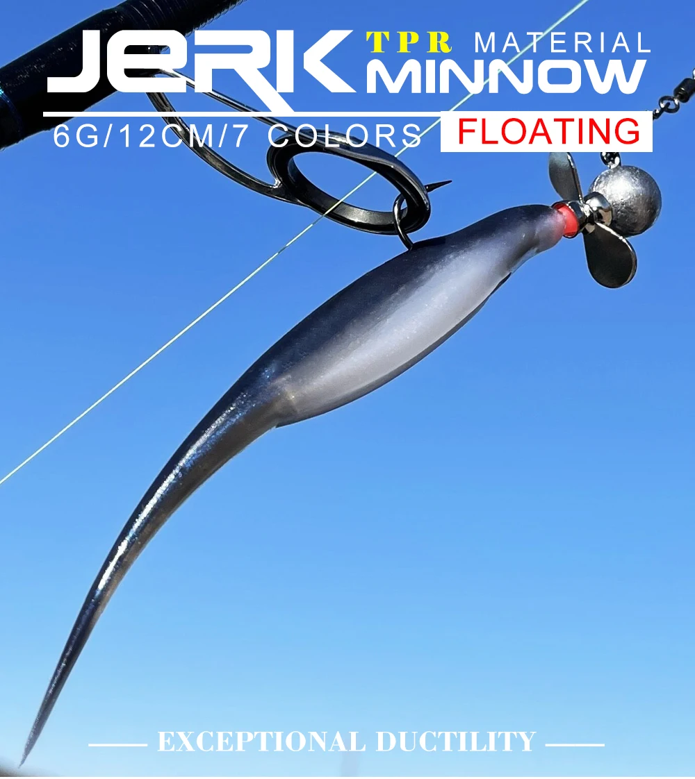 Spinpoler Jerk Shad Schwimmender TPR-Weichköder Angelköder 4,72' Leicht Geteilter Schwanz Künstlicher Silikon-Drop-Shot-Köder für Bass und Meeresfischerei – Detail 1