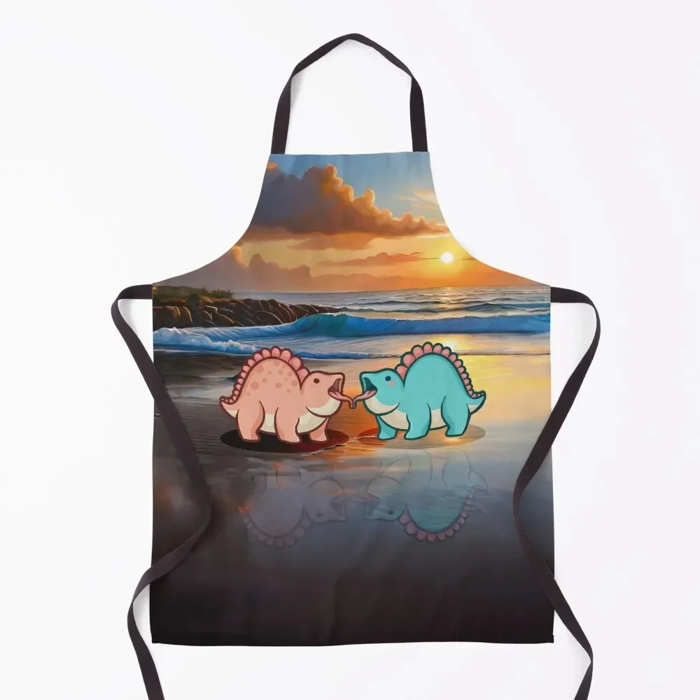 

Couple Stegosaurus, beach, Dino lovers, Dinosaur Apron Waterproof Kitchen Woman women's work Apron