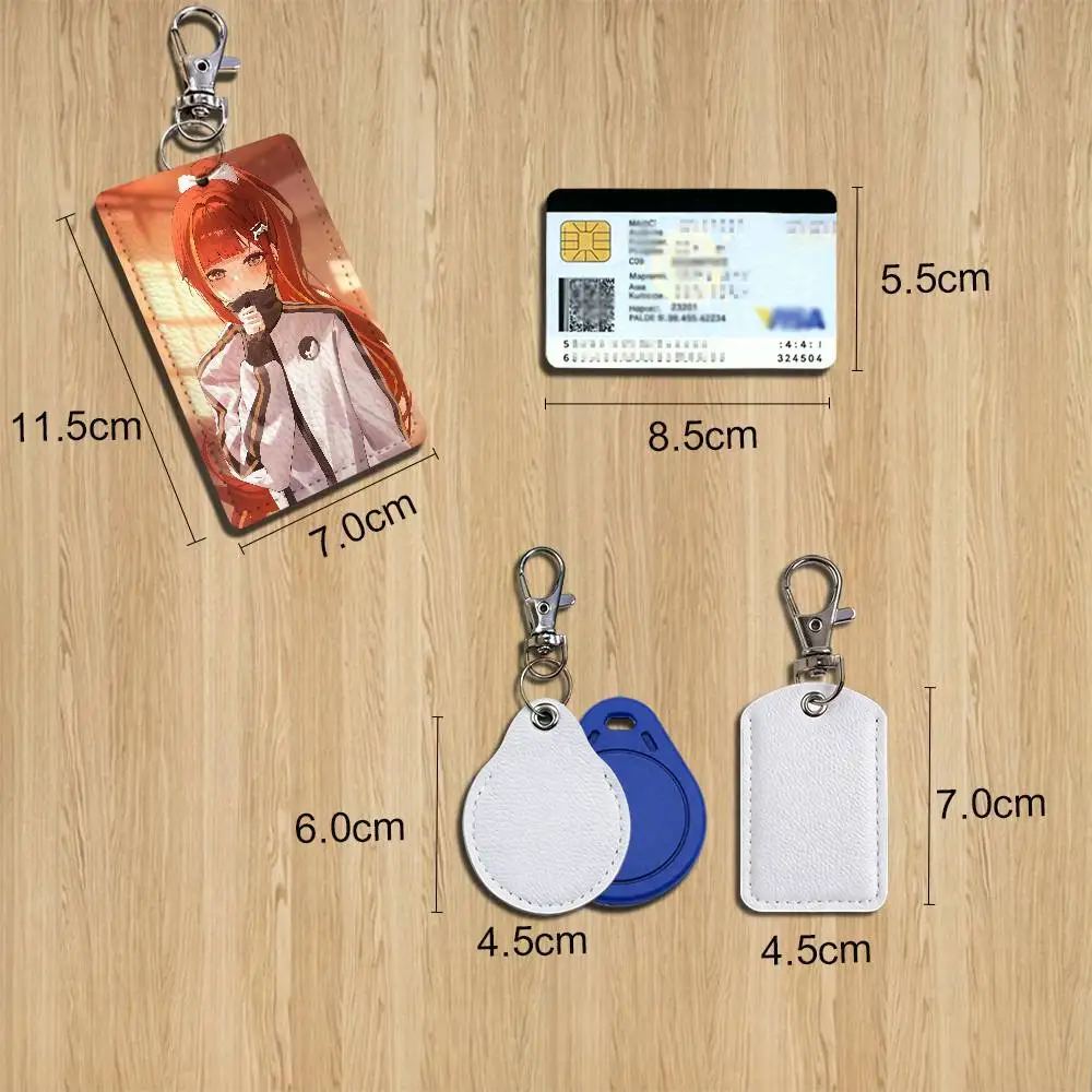 cute red Pienna Akane Lize Keychain Holder Suitable For Subway Bank Card Bus Card Case Badge Holder Wallet Card Textured pattern