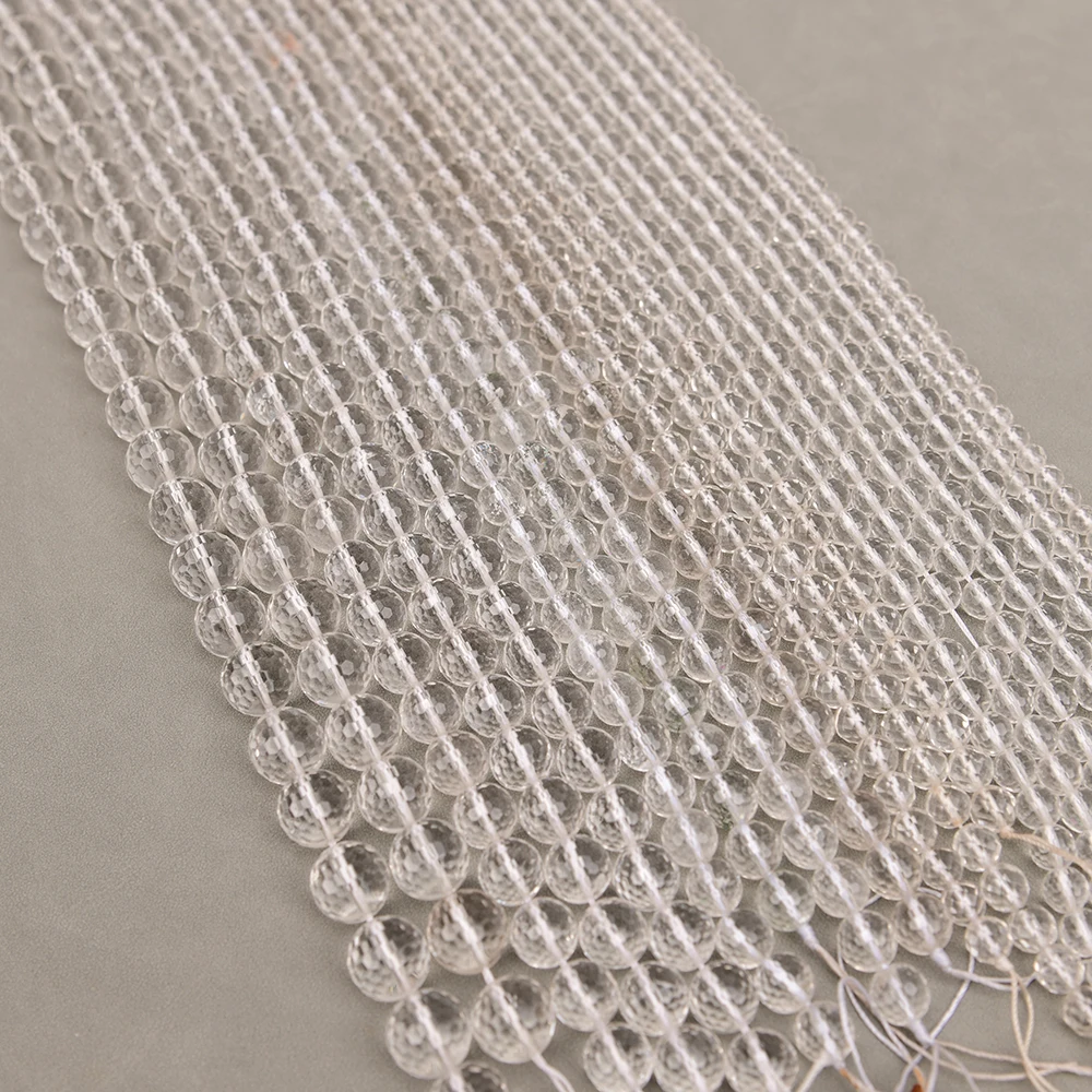 APDGG 6-14mm A+ Natural Clear Quartz Crystal Faceted Round Loose Beads 15.5'' DIY Jewelry
