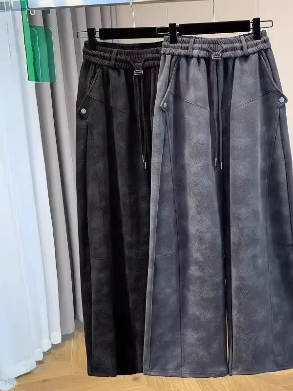 

plus Size Loose Wide Leg Pants Women's Autumn Winter Casual Tied Dye Scythe Banana Pants Floor Length Trendy American Sle