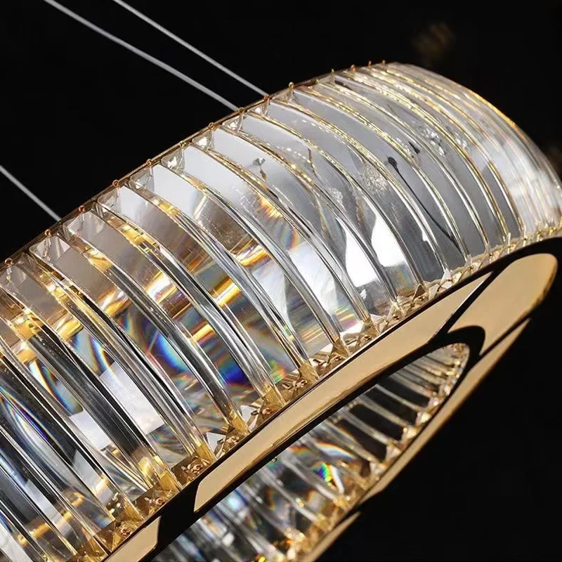 الشمال الحديثة ثريا تركب بالسقف الفاخرة كريستال قلادة أضواء ديكور المنزل غرفة نوم غرفة المعيشة الذهب بريق حلقة مصباح ليد