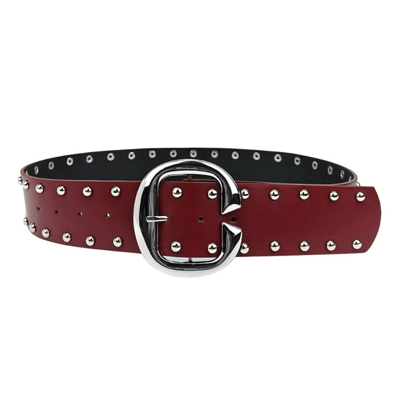 652B Punk Waist Belt Grommet Modern Waistband Eyelet Body Jewelry Multicolored