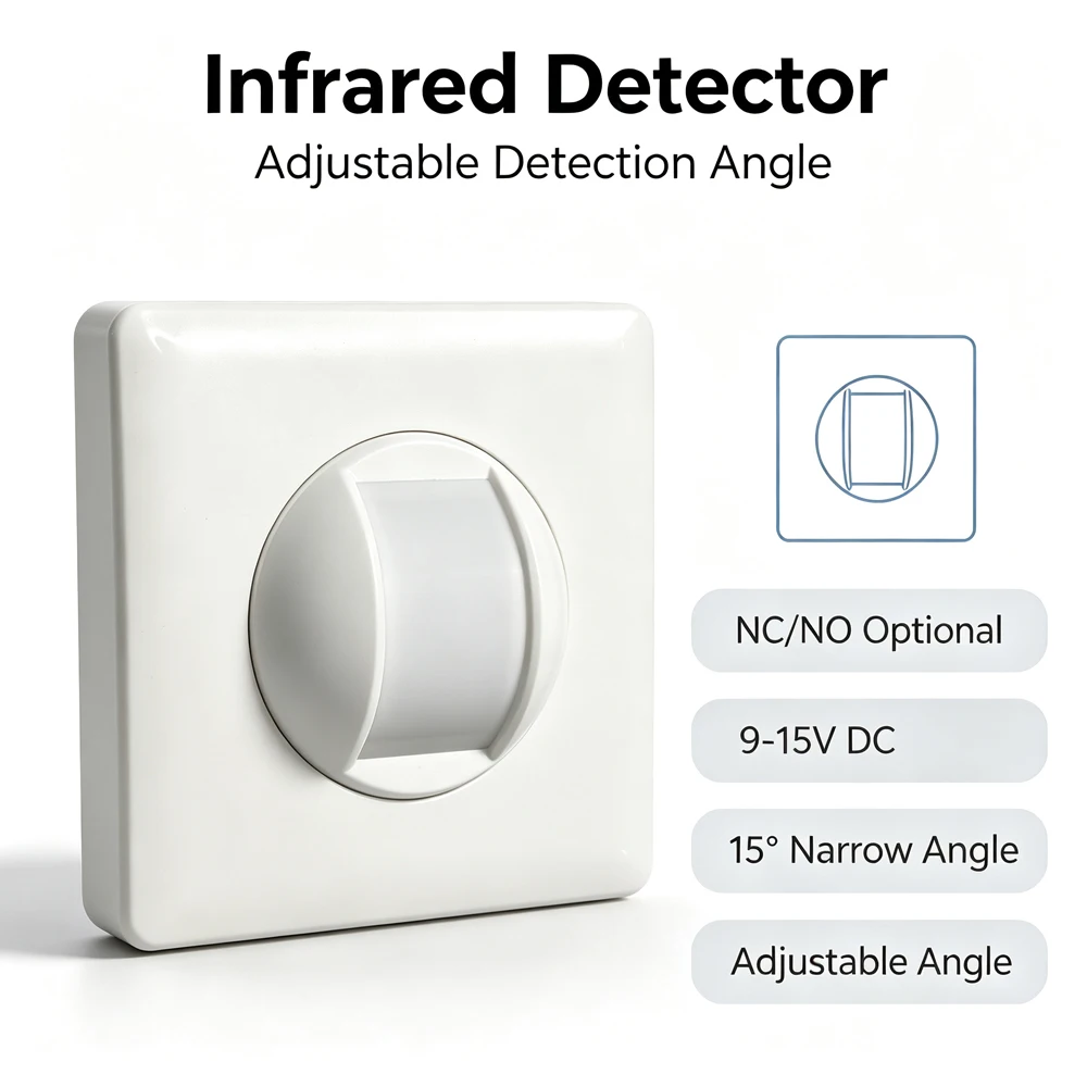 1Pcs 9-15Vdc Indoor 15° Curtain Infrared Detector PIR Motion Alarm Sensor For Home Security NC/NO Dry Contact Movement Detector