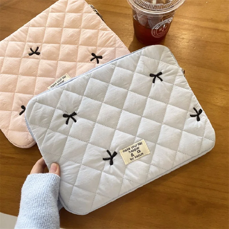 Cute Sleeve Bow Embroidery Computer Bag Tablet Sleeve Case 11 13.3 14 15.6 Inch Women Laptop Sleeves for Macbook Ipad HP ASUS