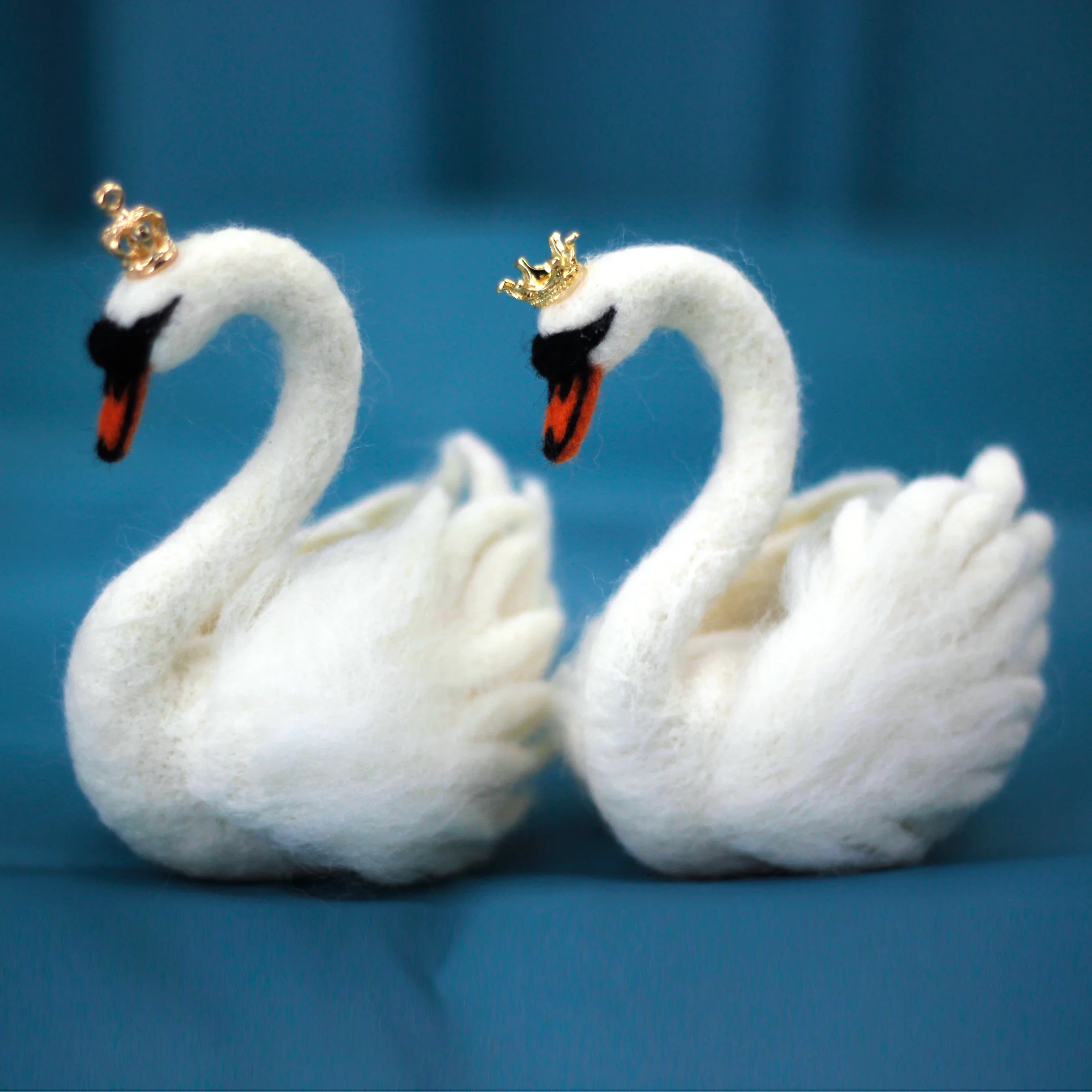 2 Pack Swan DIY Making Material Knitted Toys Wool Felt Poke Doll Homemade Creative Gift Handmade 12cm Height