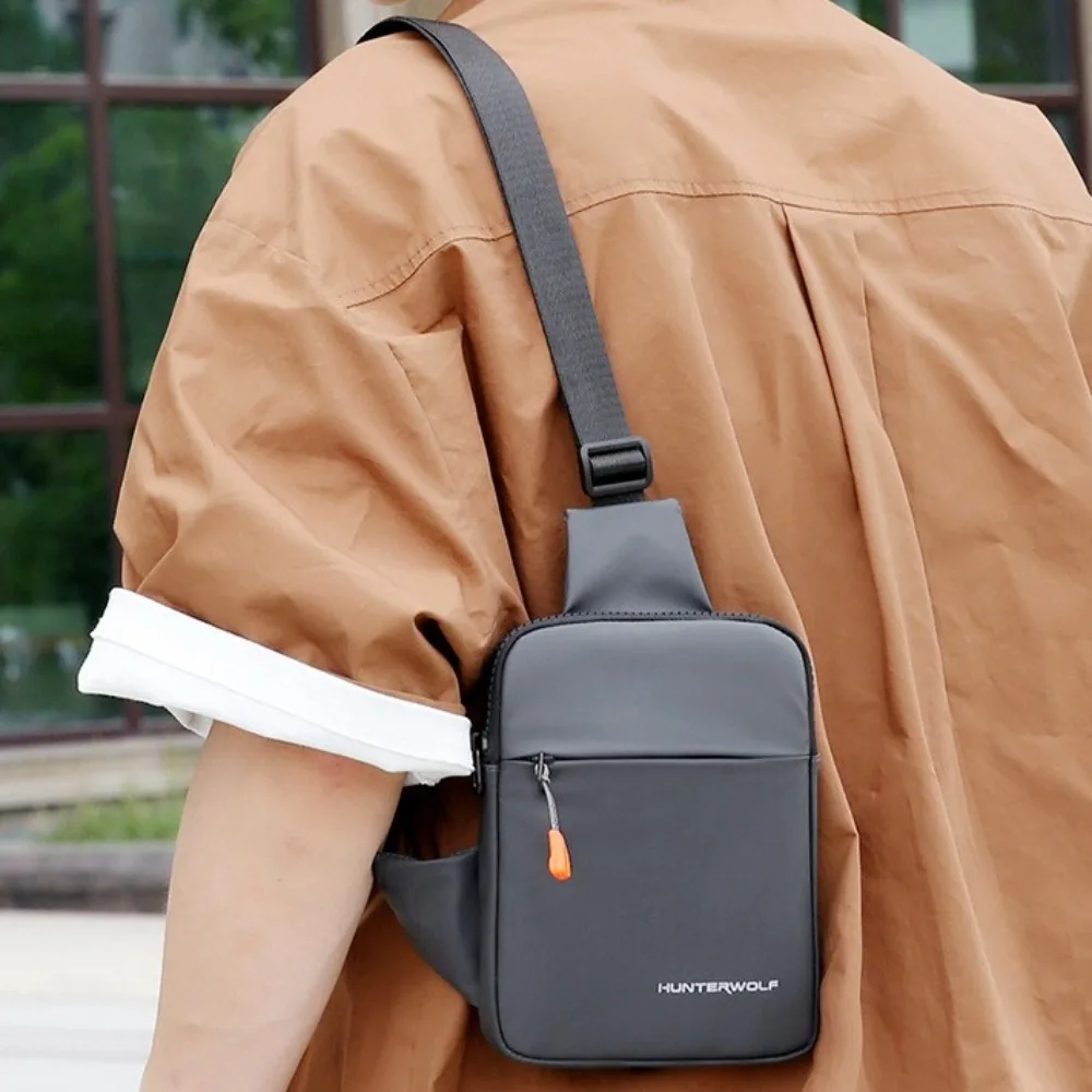 

Multi-layer Travel Phone Bag Casual Oxford Men Running Cycling Chest Bag Zipper Large Capacity Crossbody Sling Bag