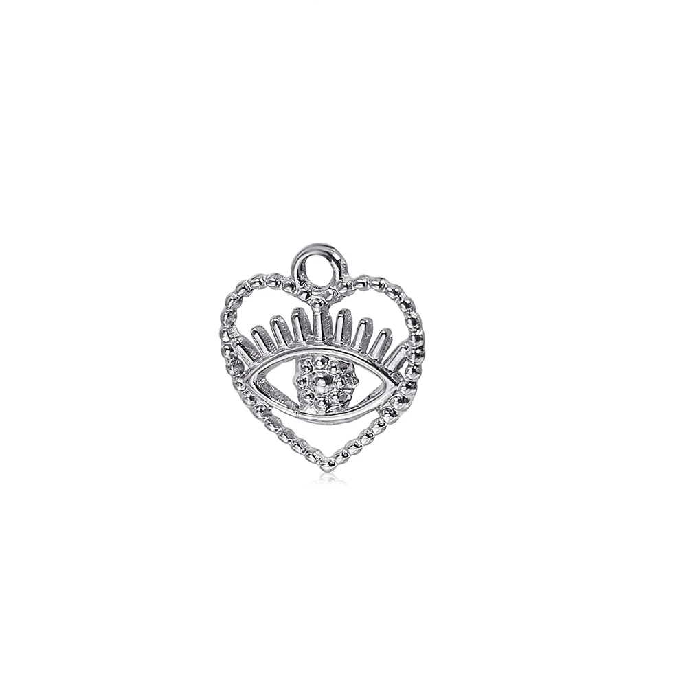 2Pcs Stainless Steel Hollow Heart Love Eye Pendant Charms DIY Necklace Bracelet Jewelry Findings view 4