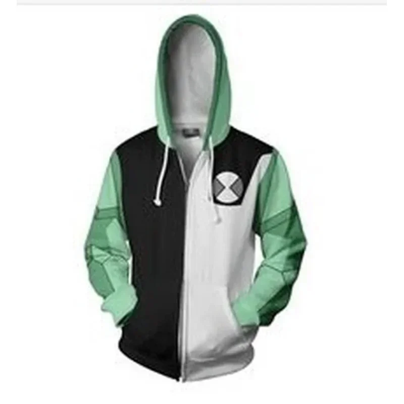 QQ8 Game Ben 10 Alien Force Hoodie Halloween Cosplay Costume Men 3D Print Autumn Long Sleeve Hooded Jacket Zipper Sweatshirt5Lk￥