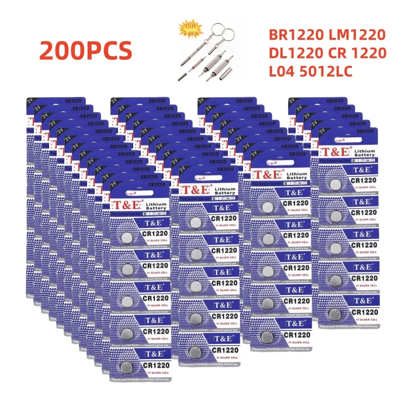 

200PCS CR1220 Button Battery BR1220 LM1220 DL1220 CR 1220 L04 5012LC 3V Lithium Battery For Watch Car Key Remote Coin Cells