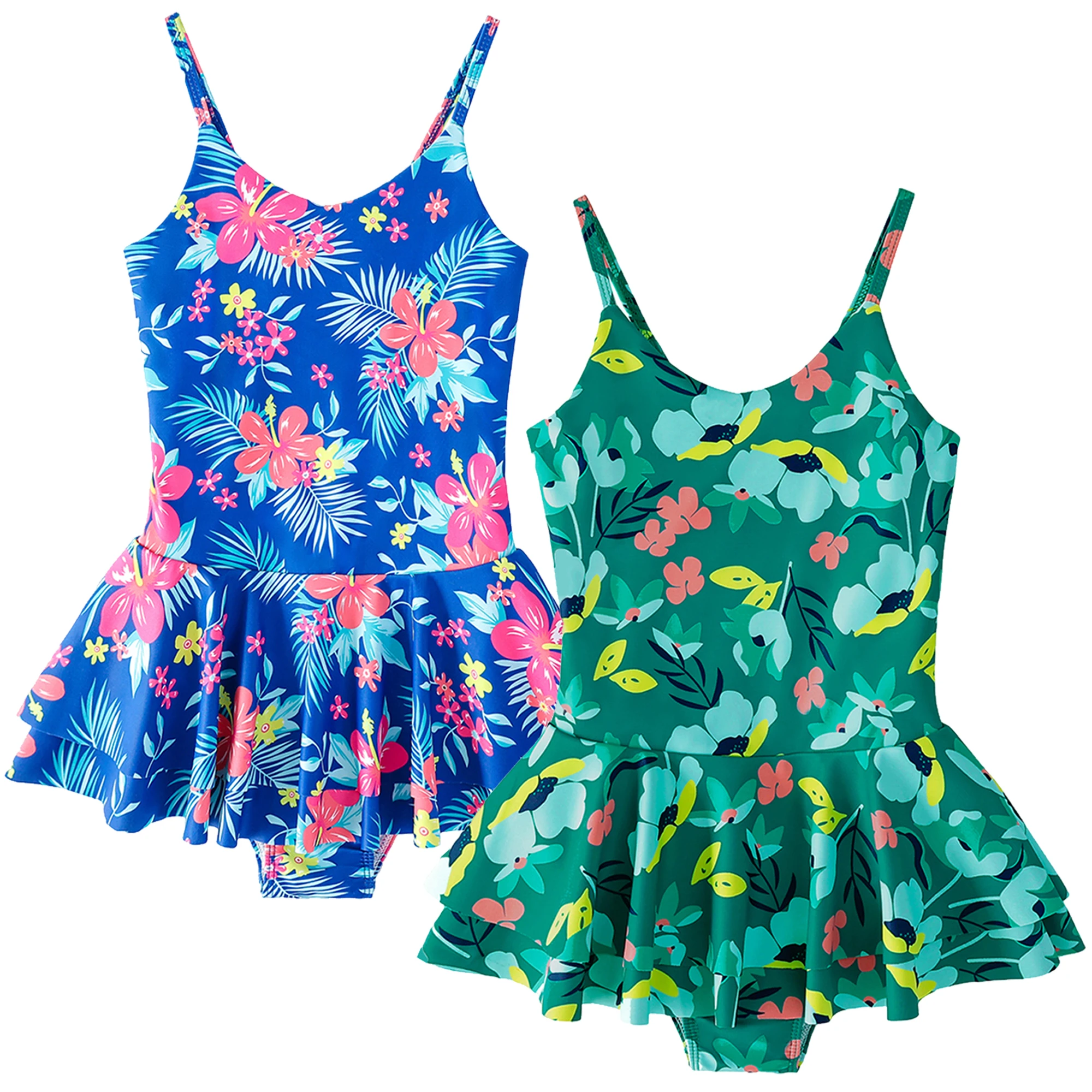 

Girls Swimsuits with Skirt for Summer Floral Sling One-Piece Swimming Wear Beach Bathing Surfing Clothes Dress Kids Bikinis