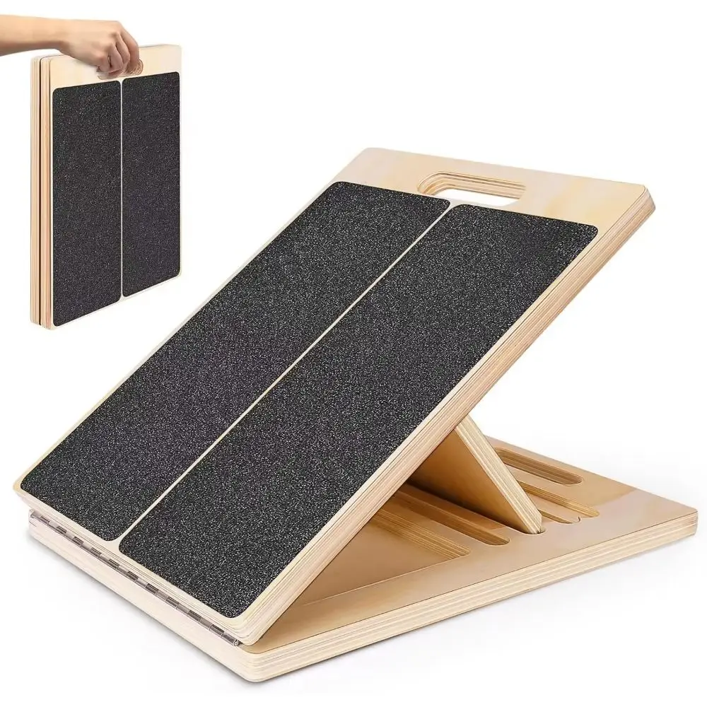 

2 in 1 Wooden Wedge Footrest Folding 4 Height Levels Calf Stretcher Slant Board Non-slip Incline Stretch Wooden Slant Board