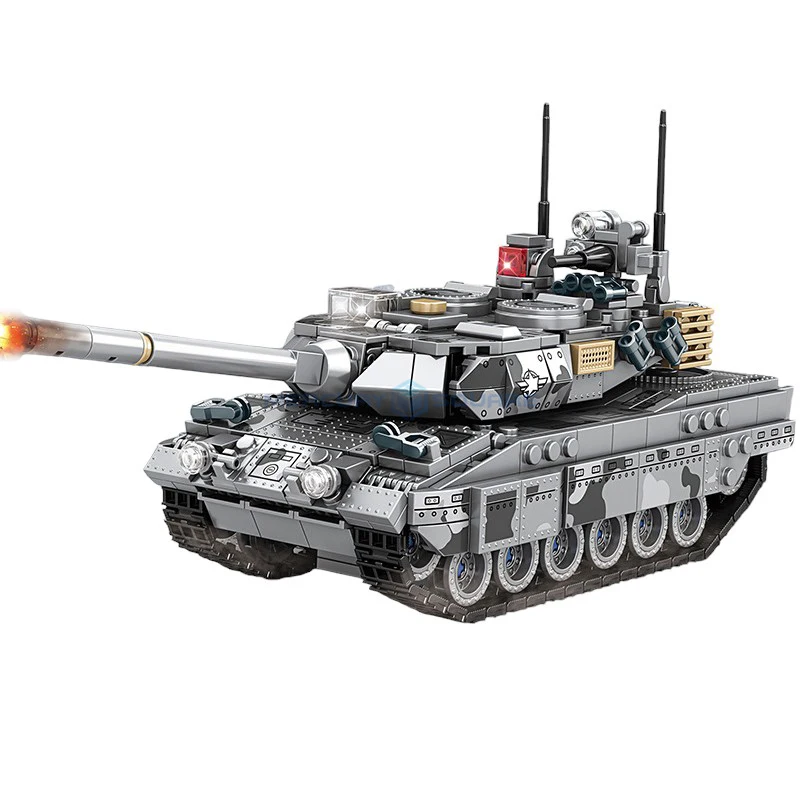 2A7 Main Battle Tank Heavy Machine Gun Model Bricks MOC K2082 Military Vehicle Building Blocks High Tech Toy Gift Kids Aldults