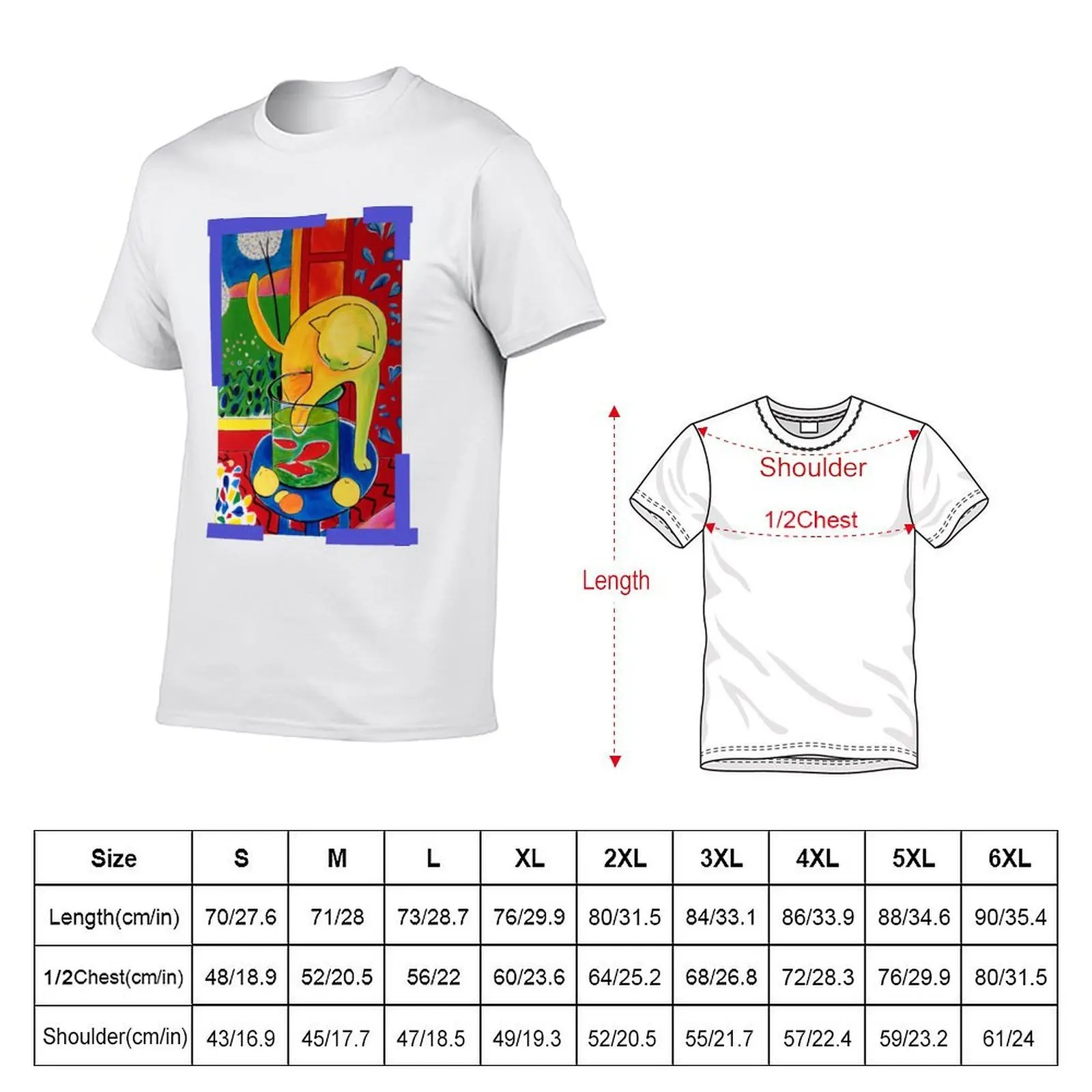 Cat With Red Fish'' T-Shirt blue lock Clothing mens graphic t-shirts hip hop