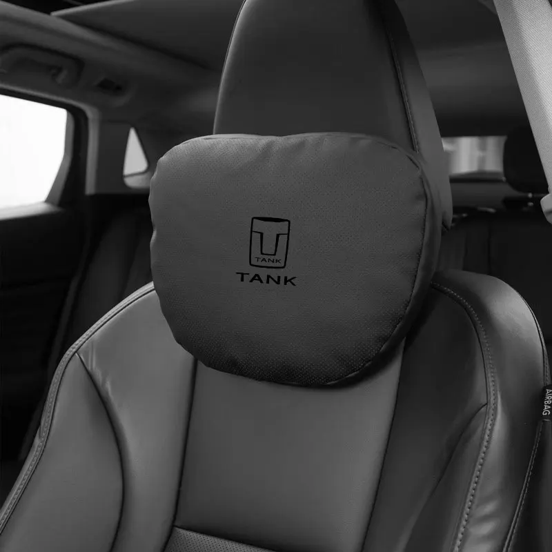 Car Leather Neck Pillow Seat Headrest Lumbar Support Spine Car Seat Neck Protector Pillow For Great Wall Tank 300 500 700 Car
