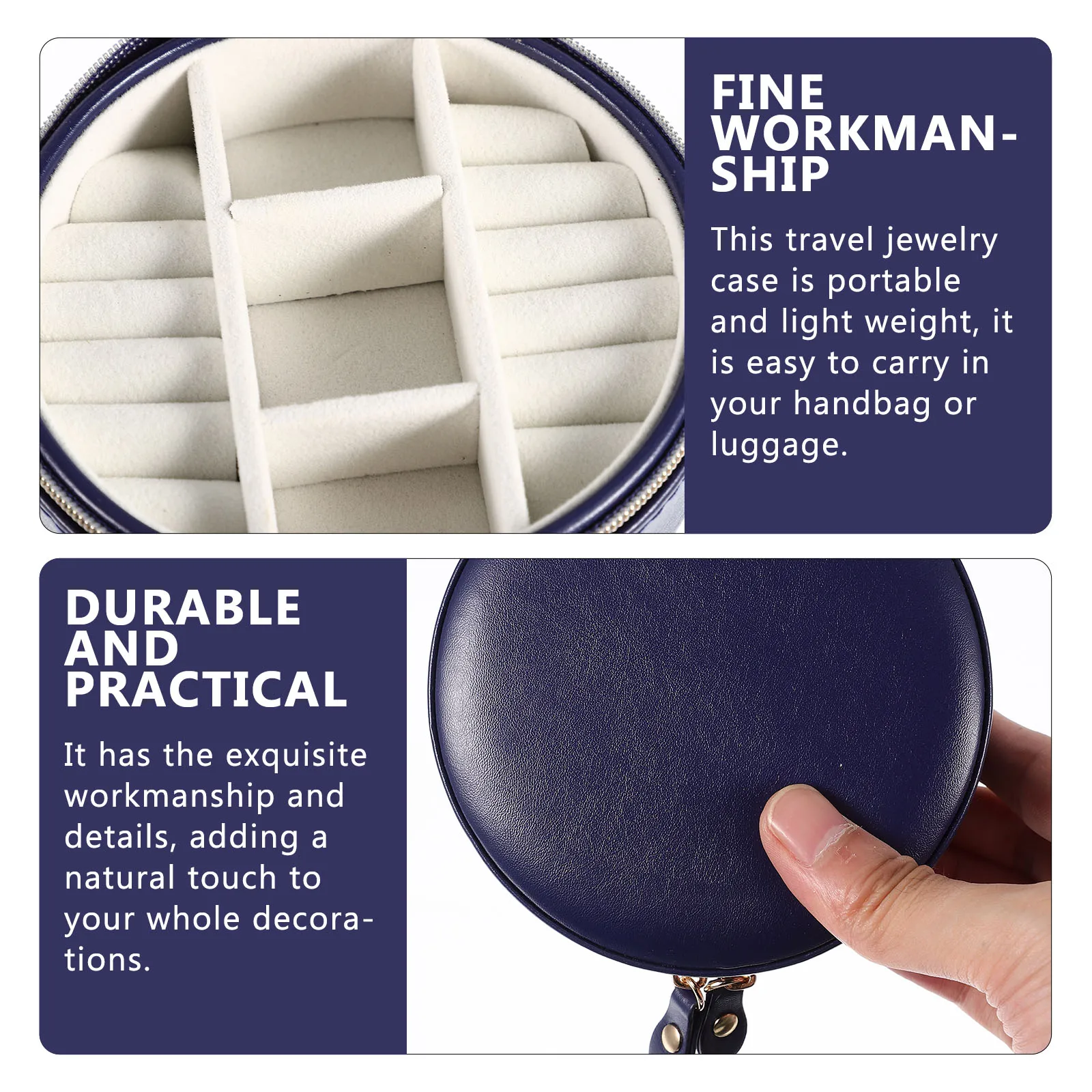 

Портативная шкатулка для драгоценностей из искусственной кожи, круглый футляр для хранения с несколькими сетками, органайзер для путешествий, колец, серег, ожерелья, женщин