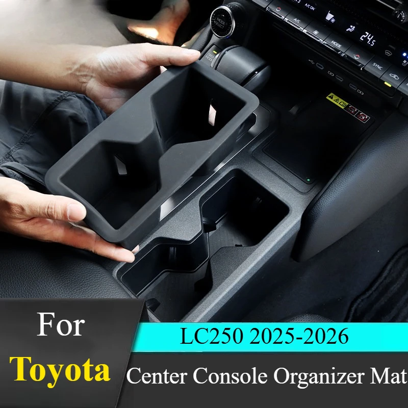 

For Toyota LC250 2025-2026 Center Console Organizer Mat - Anti-Scratch Cup & Tray Liner Drop-In Fit