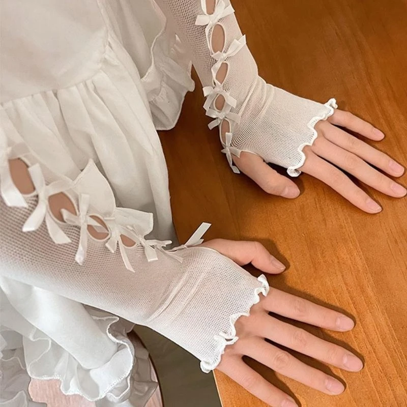 JK أكمام أذرع تبريد طويلة الذراع أدفأ أصابع قفازات Y2k غطاء للذراع المتعثرة مدفئات للذراع Y2k أكمام أذرع تبريد لوليتا أكمام أذرع تبريد